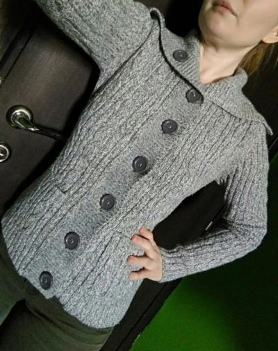 Лот: 9627271. Фото: 1. Свитер серый, р. 44. Свитеры, толстовки, худи