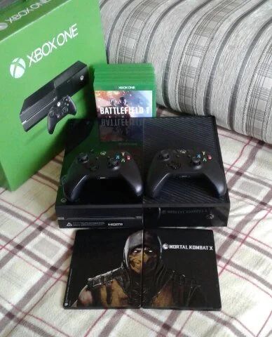 Лот: 9976314. Фото: 1. Xbox ONE+два геймпада+пять игр... Запчасти для игровых приставок, консолей