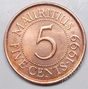 Лот: 1604934. Фото: 1. Маврикий. 5 цент 1999г. Африка
