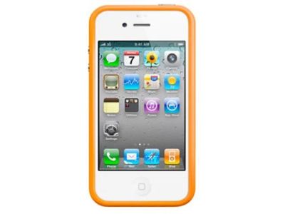 Лот: 6107961. Фото: 1. Бампер iPhone 4/4S оранжевый. Чехлы, бамперы