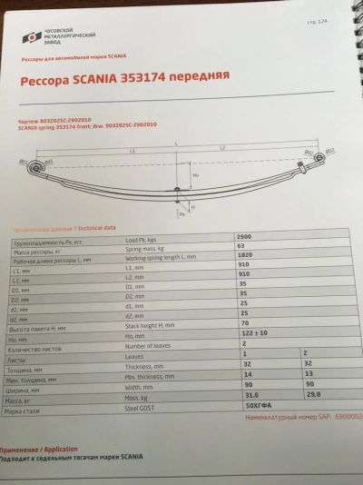 Лот: 11523035. Фото: 1. Рессора передняя Скания / Scania... Ходовая, подвеска, рулевое управление