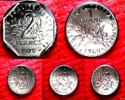 Лот: 13619468. Фото: 1. 5 монет Франции разных номиналов... Европа