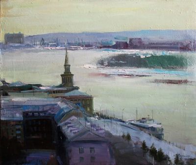 Лот: 12881592. Фото: 1. Картина "Речной вокзал". Картины, рисунки