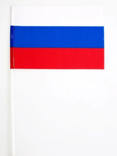 Лот: 4077992. Фото: 1. Флажок на палочке Триколор 15x23... Флаги, гербы