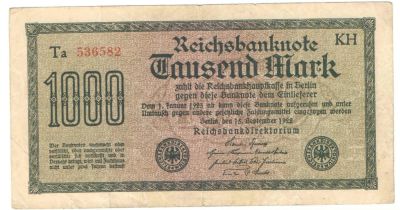 Лот: 2179245. Фото: 1. 1000 марок 1922 год. Германия. Германия и Австрия