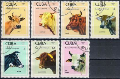 Лот: 19104437. Фото: 1. 1973. Куба. Породы крупного рогатого... Марки