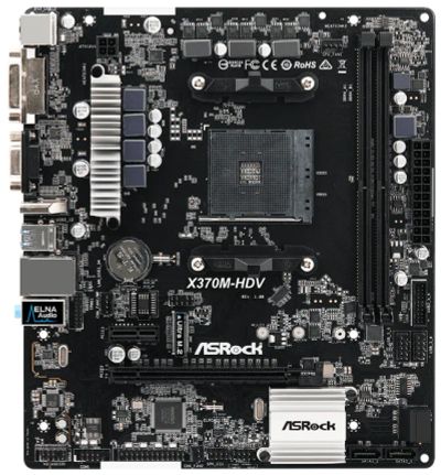 Лот: 19837938. Фото: 1. Мат.плата AM4 X370 Asrock X370M-HDV... Материнские платы