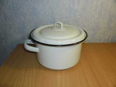 Лот: 12713793. Фото: 1. Советская эмалированная кастрюля... Кастрюли