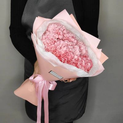 Лот: 21134535. Фото: 1. Букет из 9 нежно-розовых диантусов... Свежие цветы