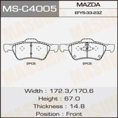 Лот: 18581708. Фото: 1. Колодки дисковые masuma mazda... Тормозная система