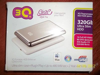 Лот: 2048984. Фото: 1. внешний 3q 320gb новый. Жёсткие диски (HDD)