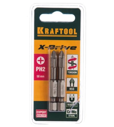 Лот: 21508136. Фото: 1. Биты Kraftool PZ2 50мм 2шт X-Drive... Другое (авто, мото, водный транспорт)