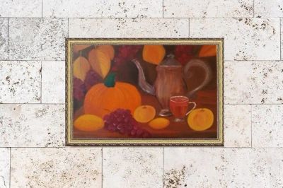 Лот: 23953179. Фото: 1. Картина маслом натюрморт Дары... Картины, гравюры