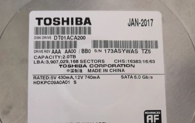Лот: 25548071. Фото: 1. Hdd Toshiba 2Tb. Жёсткие диски (HDD)