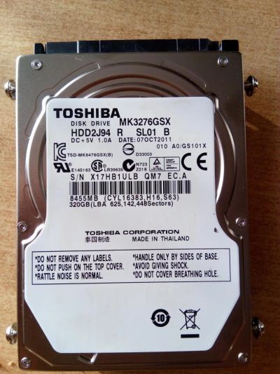 Лот: 6750926. Фото: 1. Жёсткий диск для ноутбука 320... Жёсткие диски (HDD)