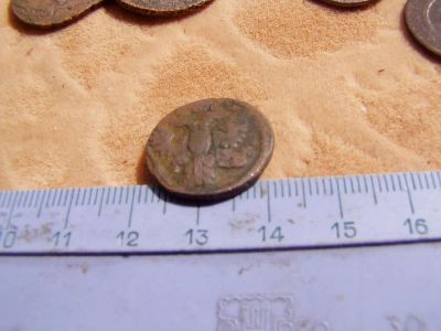 Лот: 7997322. Фото: 1. Неплохая полушка 1735 года с небольшой... Россия до 1917 года