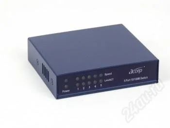 Лот: 976802. Фото: 1. Коммутатор Acorp HU5D 10/100 Mbps... Маршрутизаторы (роутеры)