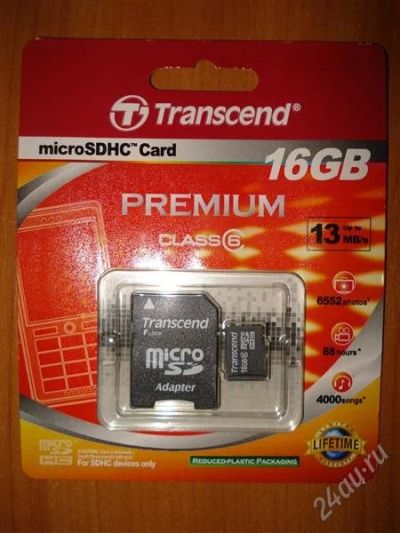 Лот: 1299979. Фото: 1. Карта памяти MicroSDHC 16GB class... Карты памяти