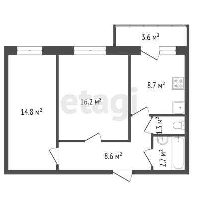 Лот: 20653645. Фото: 1. Продам 2-комн. кв. 44.1 кв.м... Квартиры, студии