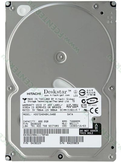 Лот: 3993739. Фото: 1. Жесткий диск Hiatachi 400GB HDS724040KLSA80... Жёсткие диски (HDD)