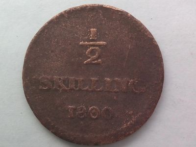 Лот: 14675359. Фото: 1. Монета Швеции ½ скиллинга, 1800... Европа
