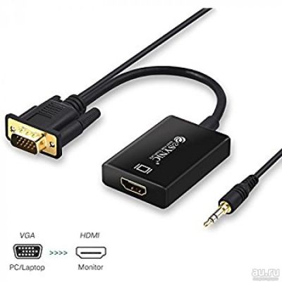 Лот: 16186071. Фото: 1. Адаптер VGA - HDMI + аудио черный... Шнуры, кабели, разъёмы