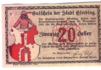 Лот: 1419723. Фото: 1. Австрия. Нотгельд. 20 геллер 1919г... Германия и Австрия