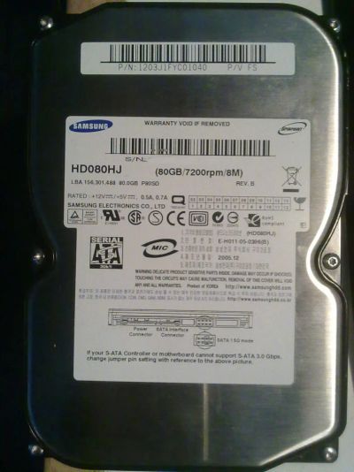 Лот: 6876118. Фото: 1. Жесткий диск Samsung (hd080hj... Жёсткие диски (HDD)