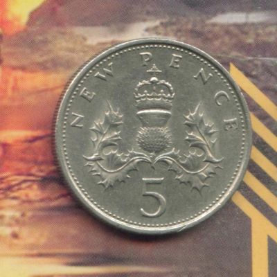 Лот: 5306644. Фото: 1. великобритания 5 пенсов 1970... Великобритания и острова
