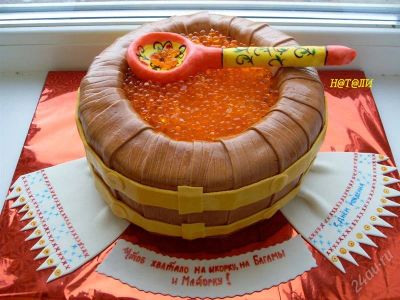 Лот: 1075836. Фото: 1. Торт бочонок с икрой. Торты, пирожные