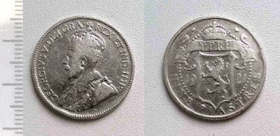 Лот: 8272904. Фото: 1. Кипр. 9 пиастров 1921 (серебро... Европа