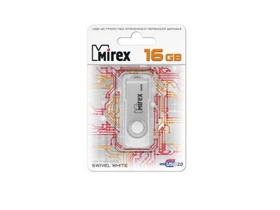Лот: 9988251. Фото: 1. 16GB USB Flash, MIREX Swivel White... USB-флеш карты