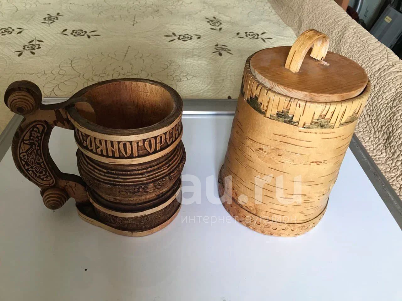 Кружка коллекционная и туесок из бересты, высота кружки 16 см. — купить ...