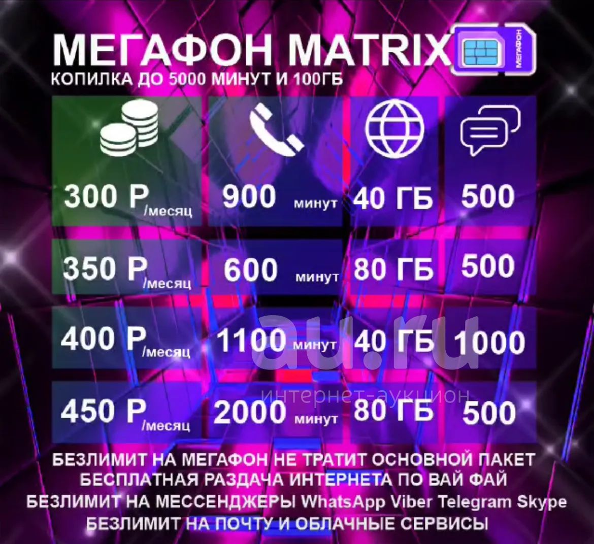Мегафон тариф копилка 2000 минут , звонки , интернет 80 гб , на ваш ...