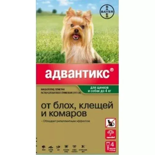 Адвантикс 40 для собак весом до 4 кг, 1 пипетка (до 10.2024г.) — купить ...