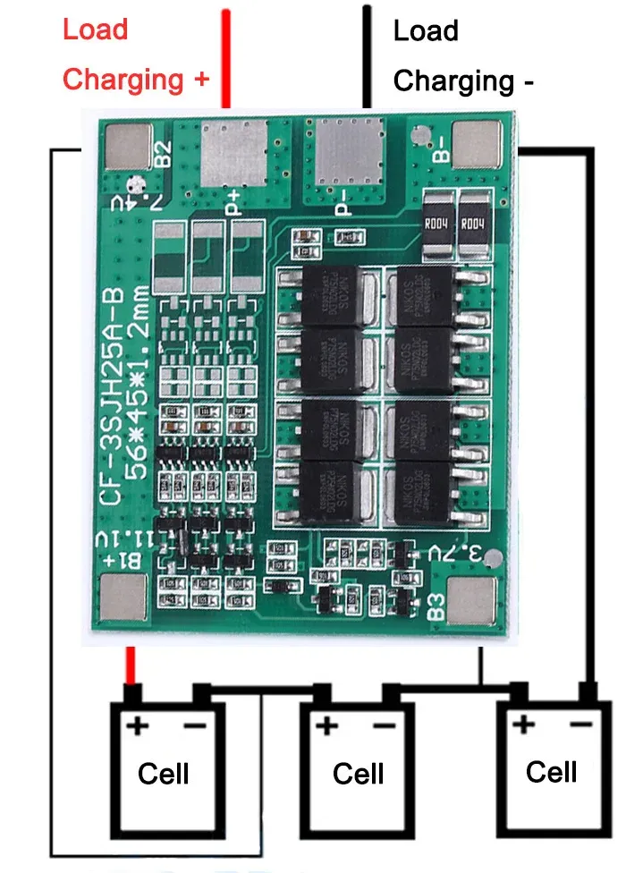 Плата защиты bms 3s 40a 12в схема