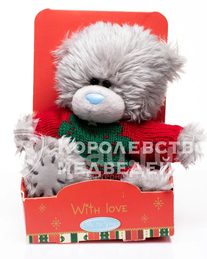 Мишка Тедди G01W2961 "Me To You" в свитере с ёлкой 13 см (Серый ...