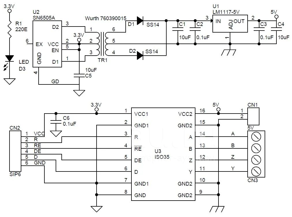 Adm483 схема включения