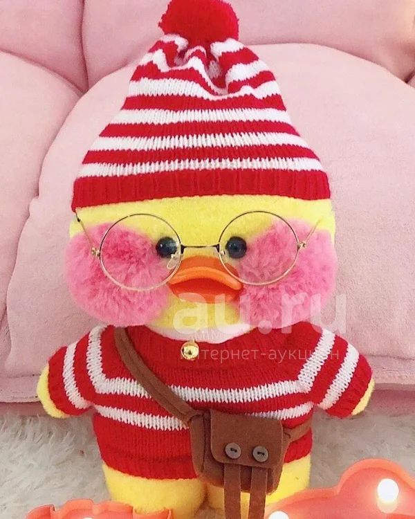 Утёнок Lalafanfan Лалафанфан Original 35 см утка уточка в полосатой ...
