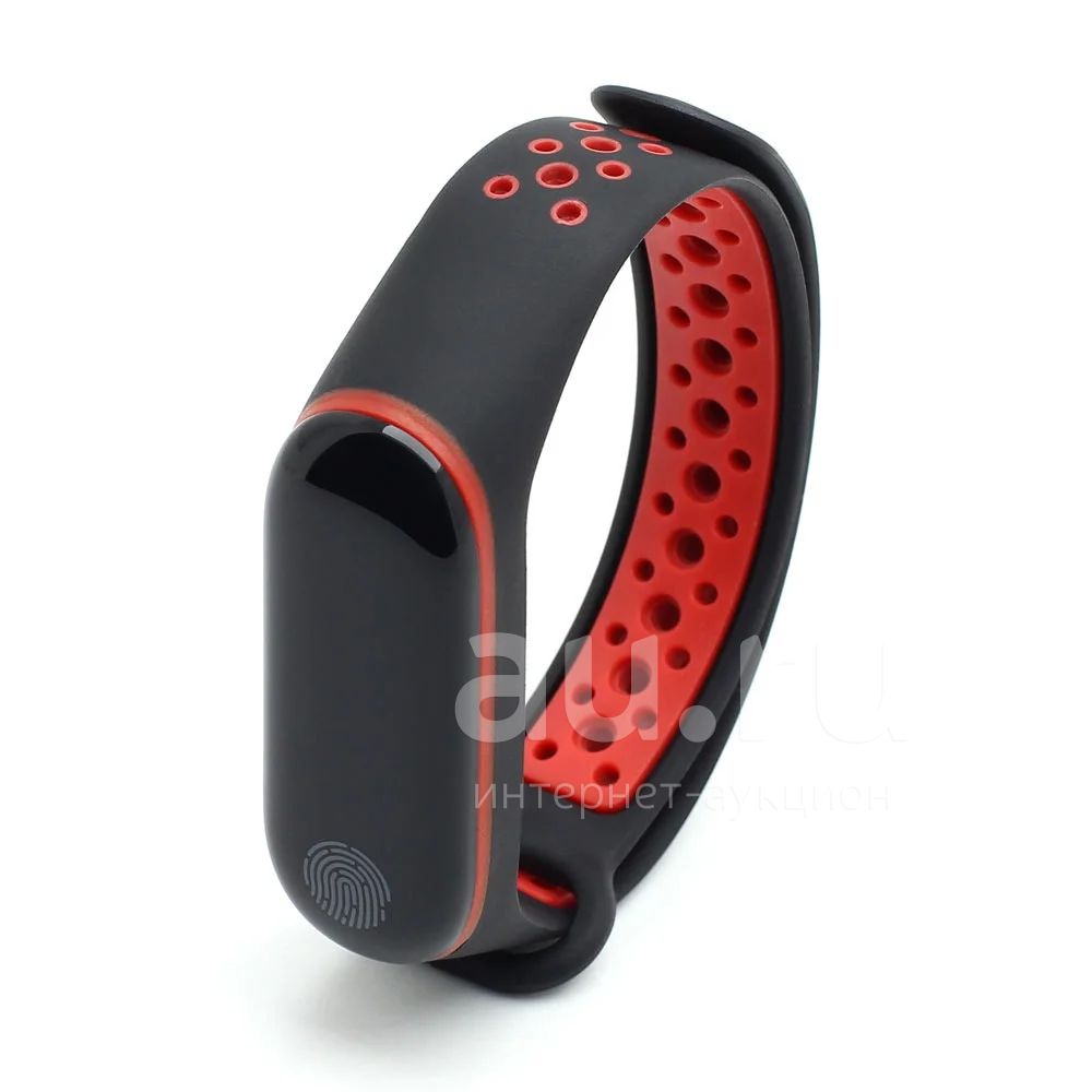 Силиконовый ремешок для Xiaomi Mi Band 3/4 Sport черно-красный — купить ...