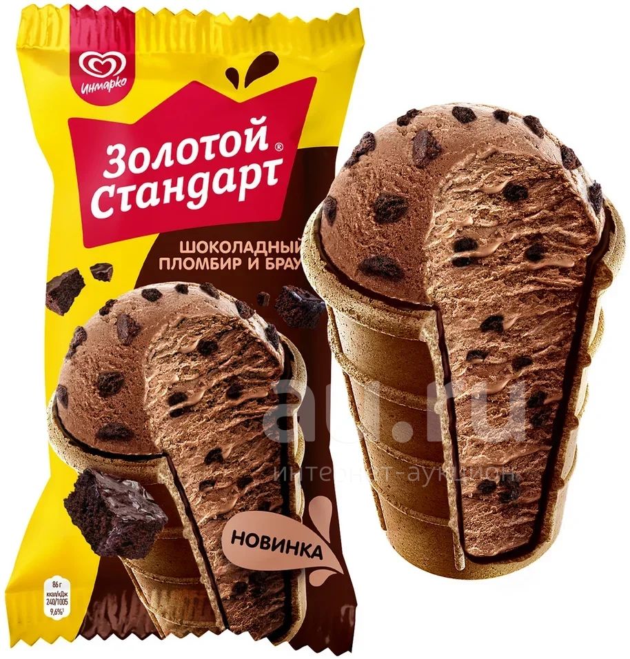 Мороженое в вафельном стаканчике «Золотой Стандарт - Инмарко» пломбир в ...
