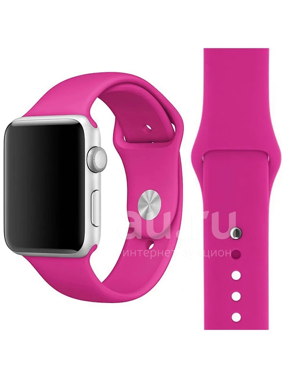 Ремешок Apple Watch 38/40 мм силиконовый №51 - Розовый (Размер SM ...