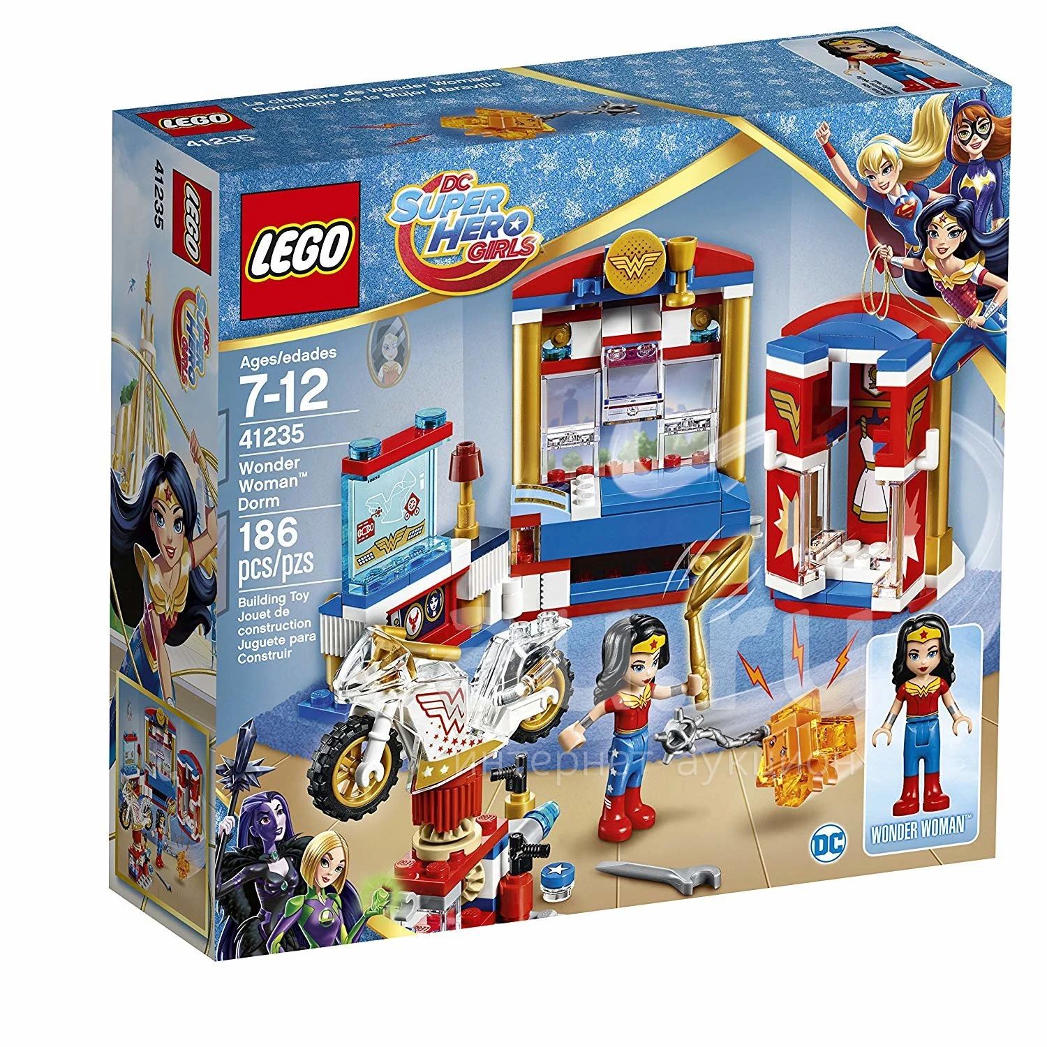 Лего Конструктор LEGO 41235 дом/комната Чудо-Женщины Wonder Woman Dorm DC  comics SUPER HERO GIRLS Апартаменты,Спальня,Мастерская,Мотоцикл,Персонажи  Супер-Герой,Криптомит(Криптонит)+Ласо,Булава,Гаечный Ключ,  Кубок,Медаль-Детская Игрушка для детей ...