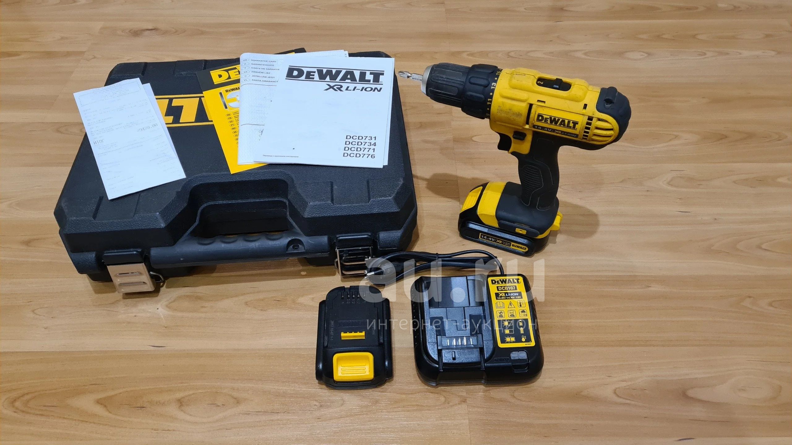 Шуруповерт аккумуляторный DeWalt DCD 731-KS, 14.4В Li-ion 1.5 Ач 2  аккумулятора, кейс, документы, чек — купить в Красноярске. Состояние: Б/у.  Электроинструмент на интернет-аукционе Au.ru