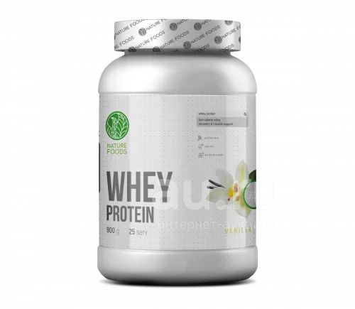 Протеин сывороточный (Whey protein), 900гр - клубника (Nature Foods ...