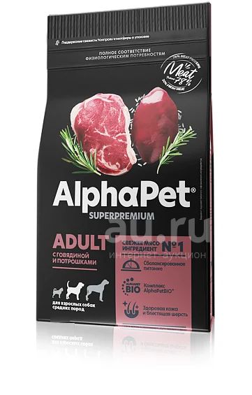 АльфаПет (AlphaPet) SuperPremium сухой корм для собак средних пород ...