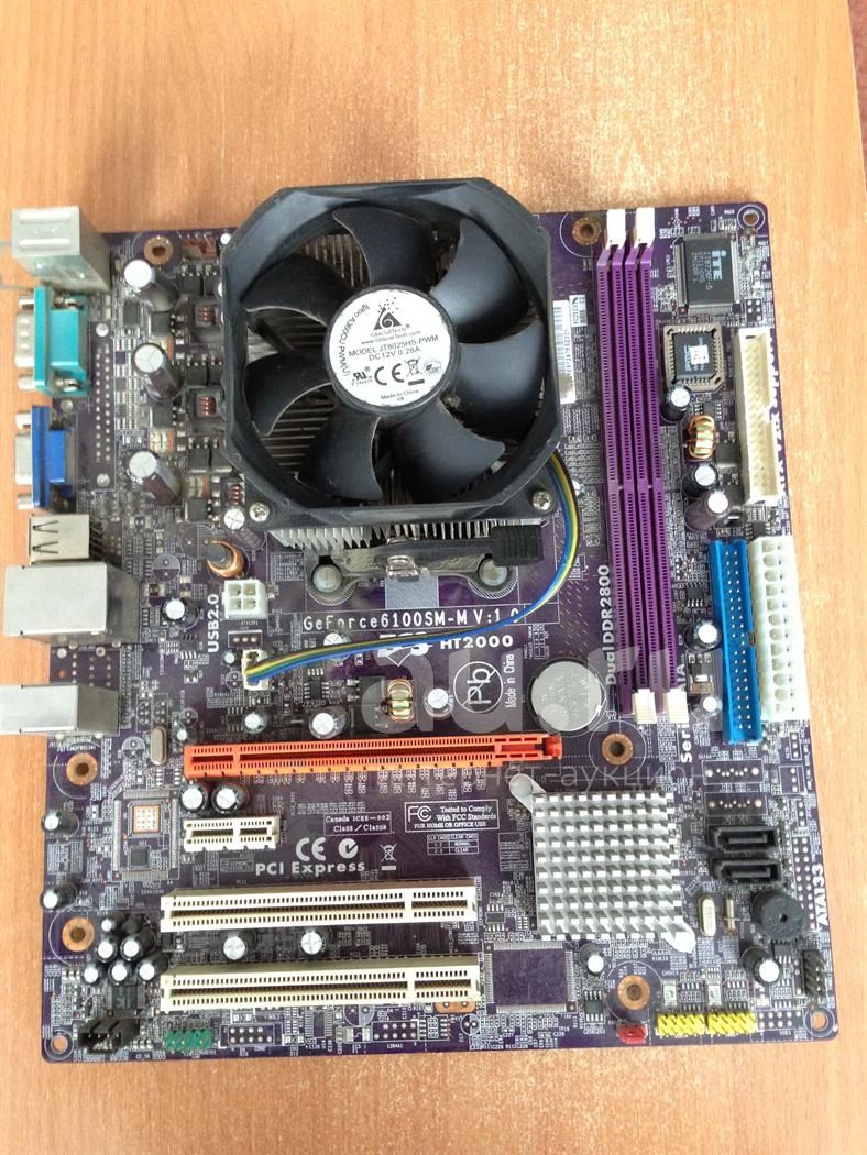 Материнская плата ECS HT 2000 GeForce 6100 SM-M v1.0A + процессор AMD  Athlon 64 X2 5200+ 2,7GHz + охлаждение — купить в Красноярске. Состояние:  Б/у. Материнские платы на интернет-аукционе Au.ru
