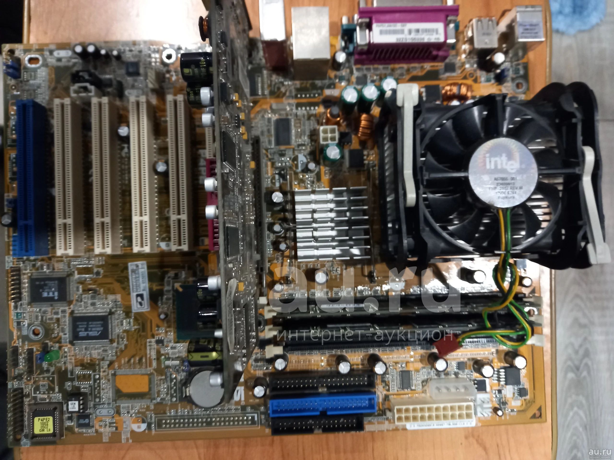 Материнка ASUS p4pe+проц+память+видюха+планка + охлаждение — купить в