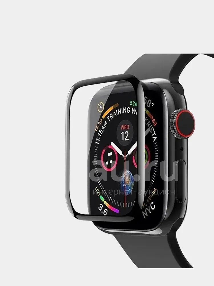 Защитное стекло для Apple Watch 7 45 mm Полное покрытие Черное Pixel ...