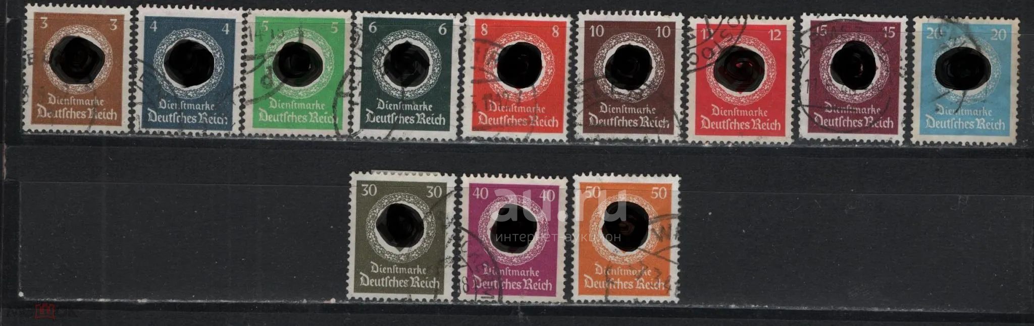 Германия 3 Рейх, 1934 год. Свастика. Полная. Гашеная. 12 марок ...
